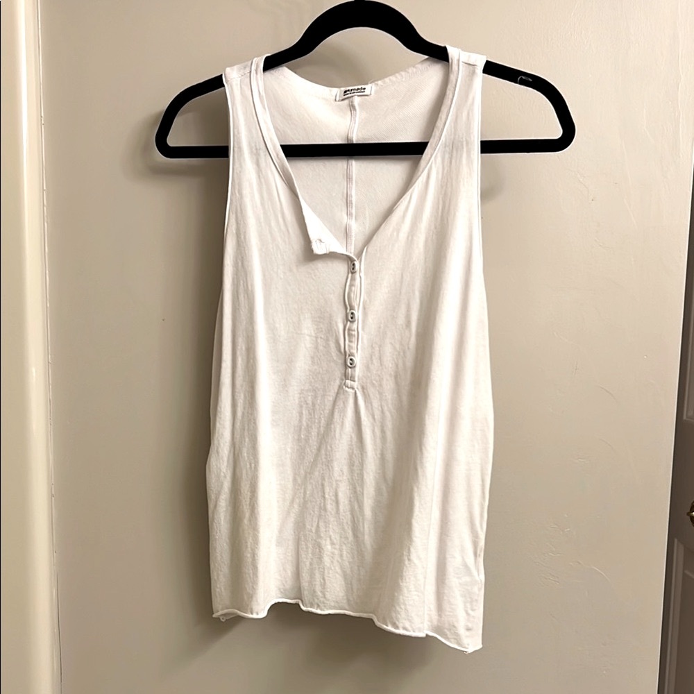 LAmade White Relaxed Buttoned Tank Top